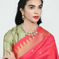 Rajwada Pink And Golden Alloy Beaded Pearl Jewellery Set For Women