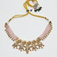 Rajwada Pink And Golden Alloy Beaded Pearl Jewellery Set For Women