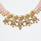 Rajwada Pink And Golden Alloy Beaded Pearl Jewellery Set For Women