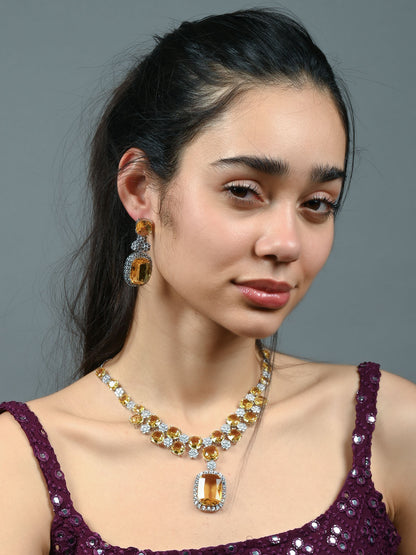 Rajwada Yellow Alloy Embellished Jewellery Set For Women