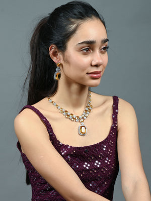 Rajwada Yellow Alloy Embellished Jewellery Set For Women