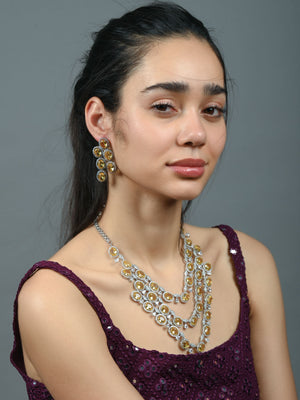 Rajwada Yellow Alloy Embellished Jewellery Set For Women