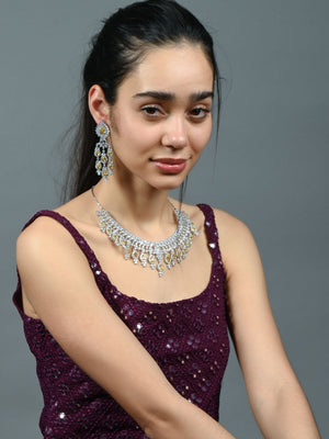 Rajwada Yellow & Silver Alloy Embellished Jewellery Set For Women