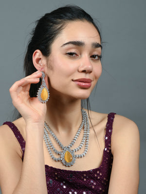 Rajwada Yellow Alloy Embellished Jewellery Set For Women