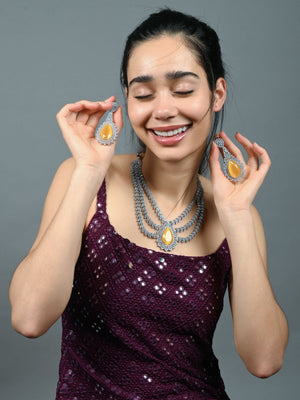 Rajwada Yellow Alloy Embellished Jewellery Set For Women