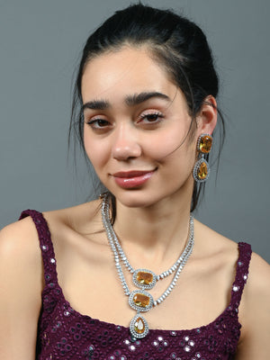 Rajwada Yellow Alloy Embellished Jewellery Set For Women