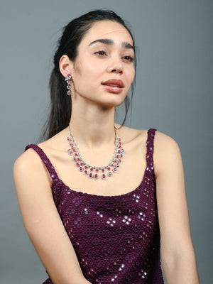 Rajwada Dark Pink Alloy Embellished Jewellery Set For Women