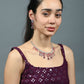 Rajwada Dark Pink Alloy Embellished Jewellery Set For Women