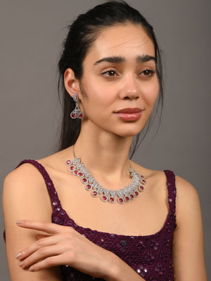 Rajwada Pink Alloy Embellished Jewellery Set For Women