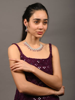Rajwada Pink Alloy Embellished Jewellery Set For Women