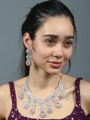 Rajwada Light Pink Alloy Embellished Jewellery Set For Women