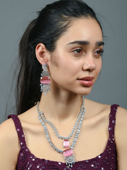 Rajwada Light Pink Alloy Embellished Jewellery Set For Women