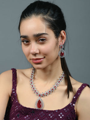 Rajwada Pink Alloy Embellished Jewellery Set For Women