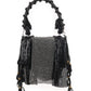 Rajwada Black Suede Metal Hand Bag For Women