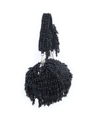 Rajwada Black Velvet Embellished Hand Bag For Women