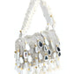 Rajwada Silver Suede Embellished Hand Bag For Women