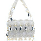 Rajwada Silver Suede Embellished Hand Bag For Women