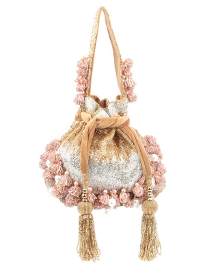 Rajwada Multicolor Suede Embellished Potli For Women