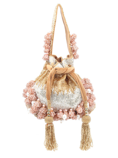 Rajwada Multicolor Suede Embellished Potli For Women