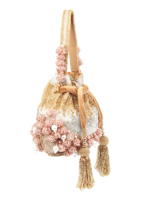 Rajwada Multicolor Suede Embellished Potli For Women