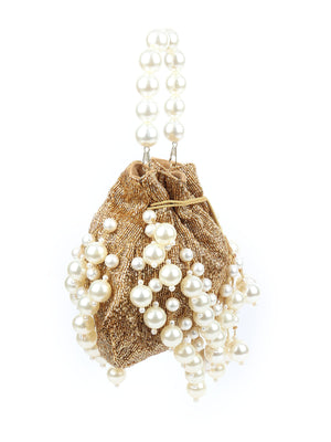 Rajwada Gold Velvet Embellished Potli For Women