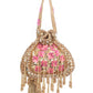 Rajwada Beige Suede Embellished Potli For Women