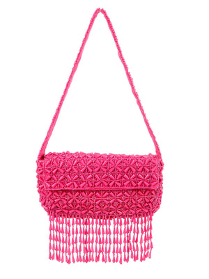 Rajwada Pink Cotton Blend Embellished Hand Bag For Women