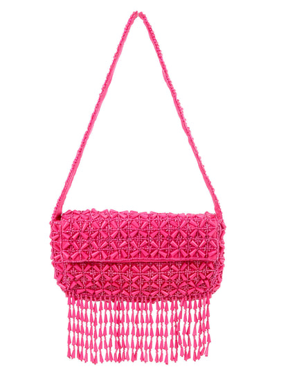 Rajwada Pink Cotton Blend Embellished Hand Bag For Women