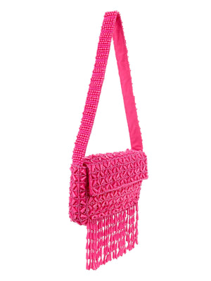 Rajwada Pink Cotton Blend Embellished Hand Bag For Women
