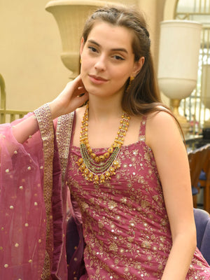 Rajwada Gold Mixed Metal Embellished Neck Piece Set For Women