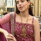 Rajwada Gold And Pink Mixed Metal Embellished Neck Piece Set For Women