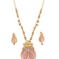 Rajwada Gold And Pink Mixed Metal Embellished Neck Piece Set For Women