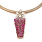 Rajwada Gold And Magenta Mixed Metal Embellished Neck Piece Set For Women
