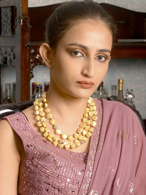 Rajwada Off White Faux Pearl Long Neckpiece With Beads For Women