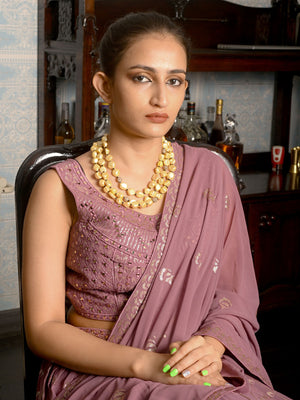 Rajwada Off White Faux Pearl Long Neckpiece With Beads For Women