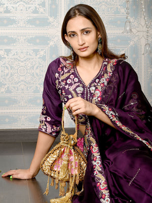 Rajwada Beige Embellished Potli Bag For Women