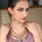 Rajwada Pink Mixed Metal Embellished Gold Plated Neckpiece Set For Women
