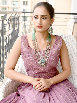 Rajwada Sea Green Alloy Embellished Gold-Plated Neckpiece Set For Women
