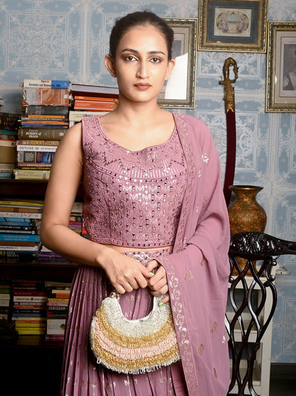 Rajwada Multicolor Beaded Moon Clutch For Women