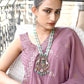 Rajwada Sea Green Mixed Metal Embellished Gold Plated Neckpiece Set For Women