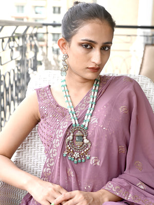 Rajwada Sea Green Mixed Metal Embellished Gold Plated Neckpiece Set For Women