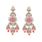 Rajwada Maroon Zircon Gold Plated Dangler Earrings For Women