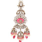 Rajwada Maroon Zircon Gold Plated Dangler Earrings For Women
