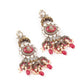 Rajwada Maroon Zircon Gold Plated Dangler Earrings For Women