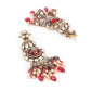 Rajwada Maroon Zircon Gold Plated Dangler Earrings For Women
