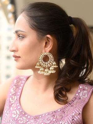 Rajwada Gold Kundan Gold Plated Dangler Earrings For Women