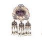 Rajwada Mauve Kundan Gold-Plated Dangler Earrings For Women