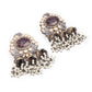 Rajwada Mauve Kundan Gold-Plated Dangler Earrings For Women