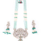 Rajwada Sea Green Mixed Metal Embellished Beads Neckpiece Set For Women