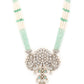 Rajwada Sea Green Mixed Metal Embellished Beads Neckpiece Set For Women